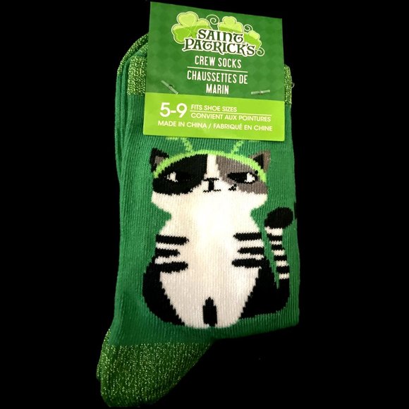 Accessories - *3/$15* Kitty Cat "Happy St. Purrtrick's Day" Socks